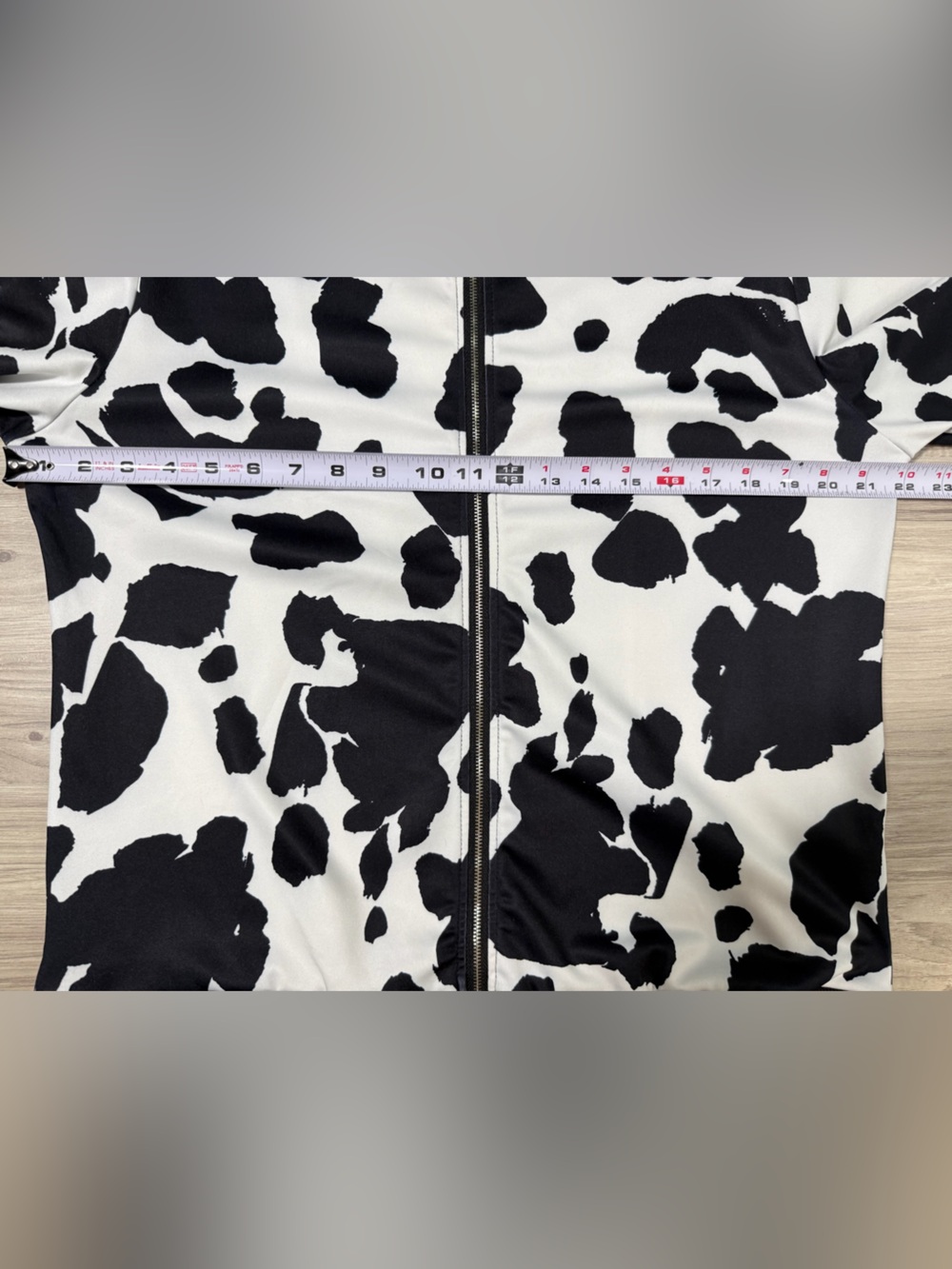 Women's Black & White Cow Print Bomber Jacket - Picture 3 of 7